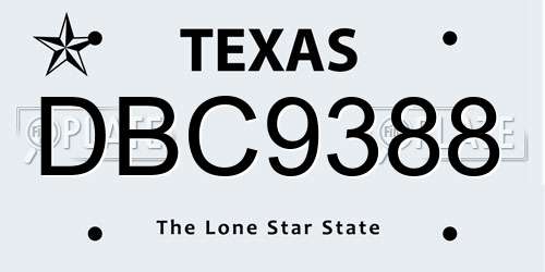 DBC9388 Texas License Plate