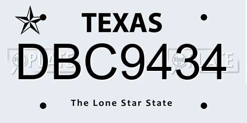 DBC9434 Texas License Plate