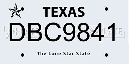 DBC9841 Texas License Plate
