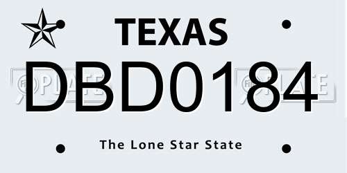 DBD0184 Texas License Plate