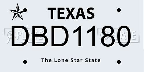 DBD1180 Texas License Plate
