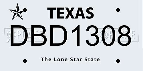 DBD1308 Texas License Plate