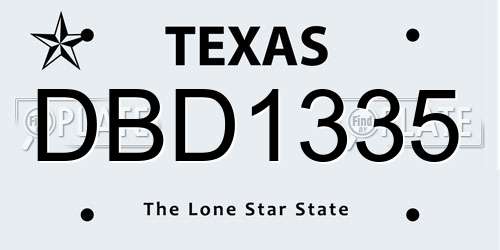 DBD1335 Texas License Plate