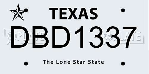 DBD1337 Texas License Plate