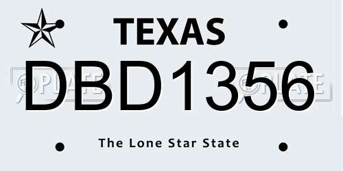 DBD1356 Texas License Plate