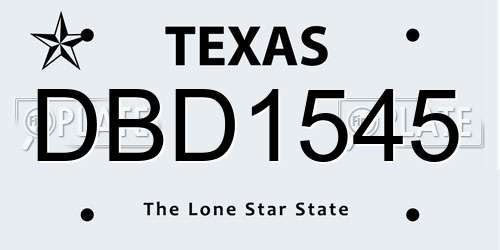 DBD1545 Texas License Plate