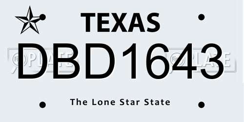 DBD1643 Texas License Plate