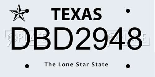 DBD2948 Texas License Plate