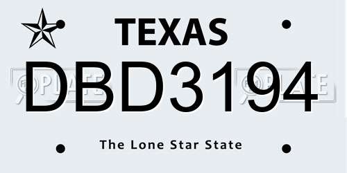 DBD3194 Texas License Plate