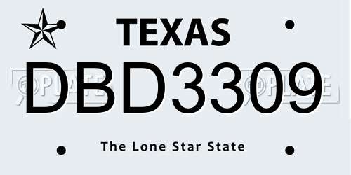 DBD3309 Texas License Plate
