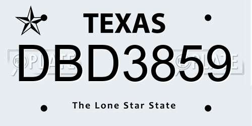 DBD3859 Texas License Plate