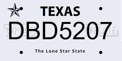 DBD5207 Texas License Plate
