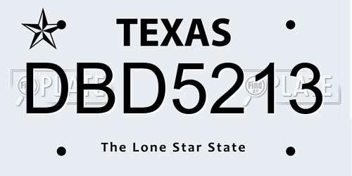 DBD5213 Texas License Plate