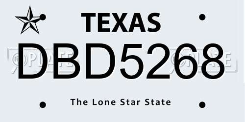 DBD5268 Texas License Plate