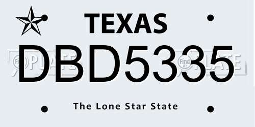DBD5335 Texas License Plate