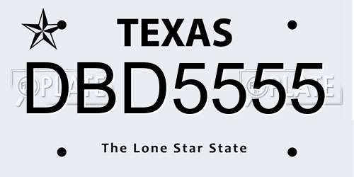DBD5555 Texas License Plate