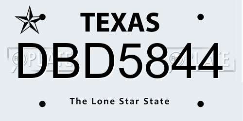 DBD5844 Texas License Plate