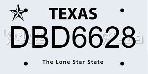 DBD6628 Texas License Plate