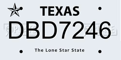 DBD7246 Texas License Plate
