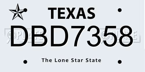 DBD7358 Texas License Plate
