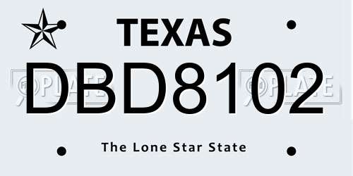 DBD8102 Texas License Plate