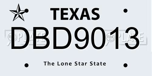DBD9013 Texas License Plate