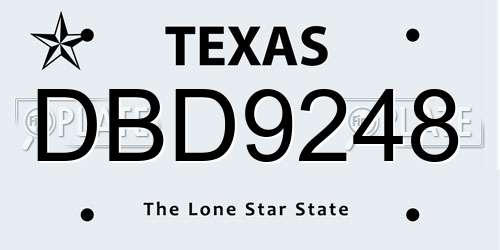 DBD9248 Texas License Plate