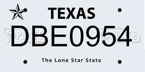 DBE0954 Texas License Plate