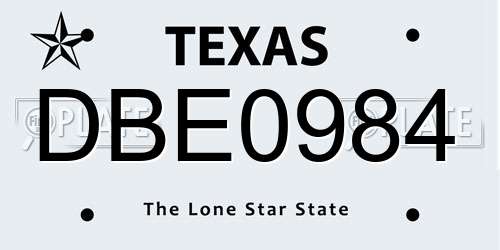 DBE0984 Texas License Plate