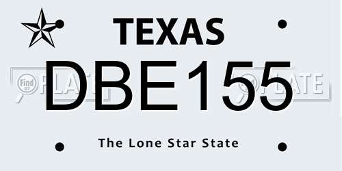 DBE155 Texas License Plate