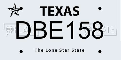 DBE158 Texas License Plate