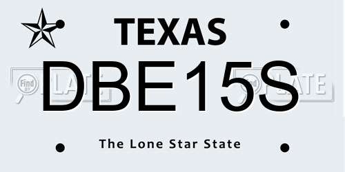 DBE15S Texas License Plate