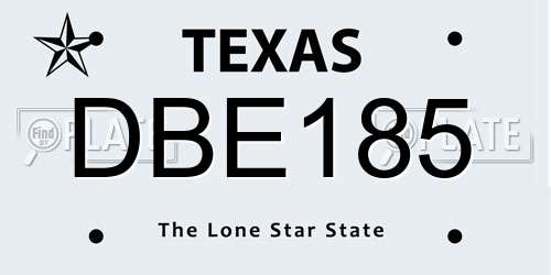 DBE185 Texas License Plate