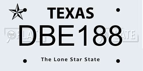 DBE188 Texas License Plate