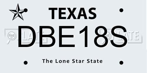 DBE18S Texas License Plate