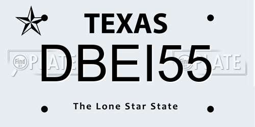 DBEI55 Texas License Plate
