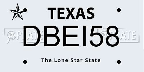 DBEI58 Texas License Plate