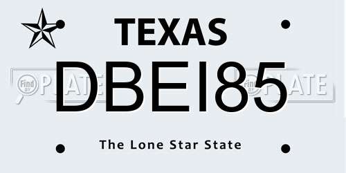 DBEI85 Texas License Plate