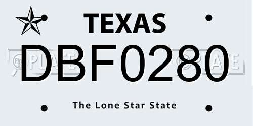 DBF0280 Texas License Plate