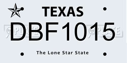 DBF1015 Texas License Plate