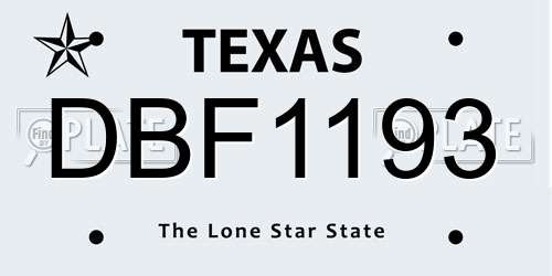DBF1193 Texas License Plate
