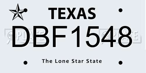 DBF1548 Texas License Plate