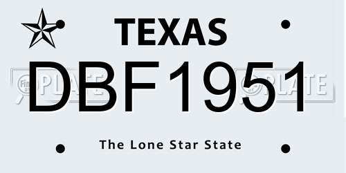 DBF1951 Texas License Plate