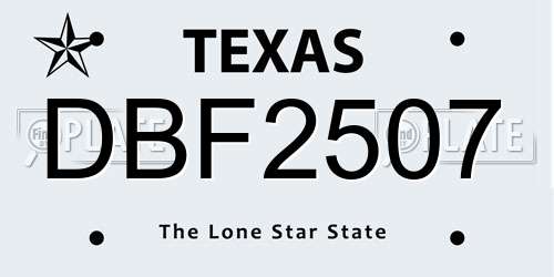 DBF2507 Texas License Plate