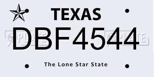 DBF4544 Texas License Plate