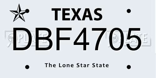 DBF4705 Texas License Plate