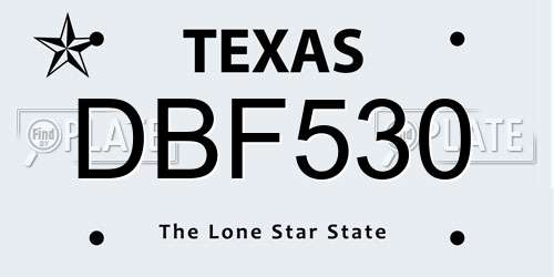 DBF530 Texas License Plate