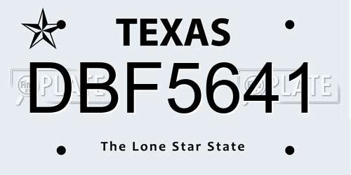 DBF5641 Texas License Plate