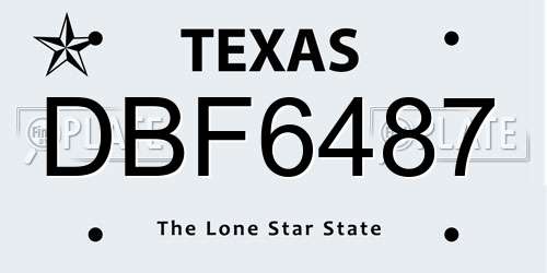DBF6487 Texas License Plate