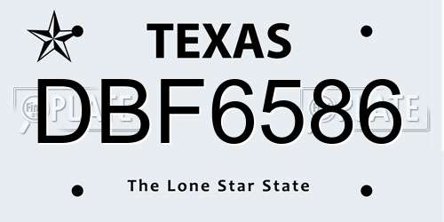 DBF6586 Texas License Plate